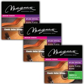 Magma Classical Guitar Strings - Medium Tension Fluorocarbon Nylon Trebles & Silver Plated Copper Basses (GC110C) - 3 Sets
