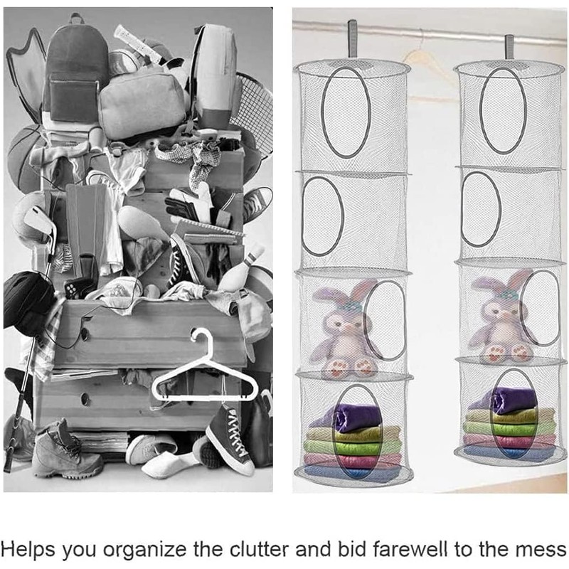 Linyongc Mesh Hanging Storage Space Saver Bag, 1Pc Foldable Hanging