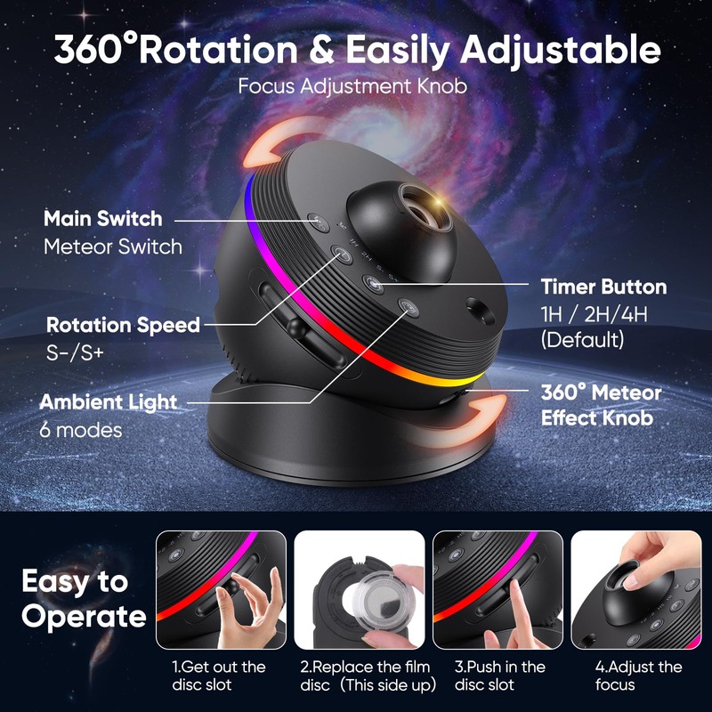 Galaxy Projector for Kids, 4K HD Planetarium Projector with 13