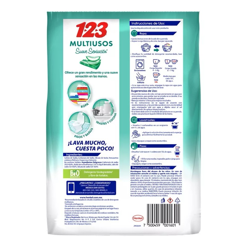 123 Multiusos Polvo Bolsa De 900 g Detergente Para Ropa