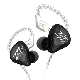 KZ ZSTX Earphones, KZ Earphones, 1BA + 1DD, Hybrid Earphones, Heavy Bass, In-Ear Monitors, In-Ear Type, Chinese Earphones, Silver Plated, Recable, Black No Microphone