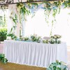 Partisky White Polyester Table Skirt for Rectangle Tables 9f, Wrinkle