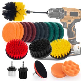 Cepillo de Taladro, 22 Piezas Juego de Cepillos para Taladro Eléctrico, 6 Cepillos de Limpieza, Varilla de Extensión, Almohadillas para Fregar, Esponja Almohadillas, Ideal para Autos, Baño, Azulejos