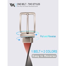 WOLFANT Two-in-One Reversible Leather Belt,100% Italian Full Grain Real Solid Leather Dress Casual Belt