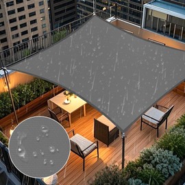 Artpuch Waterproof Sun Shade Sail, 11'x12' Dark Grey Rectangular, UV Resistant Rain Canopy, Curved Edges Shade Cloth for Outdoor Patio, Deck, Yard (Customizable)