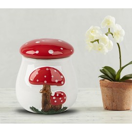 dgudgu Airtight Cookie Jar Mushroom Cookie Jar With Lid Ceramic White Cookie Jars for Kitchen Counter Large Cookie Container Storage For Kitchen Counter