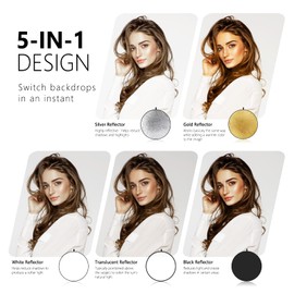 NEEWER 80cm Lichtreflektor Lichtdiffusor 5 in 1 zusammenklappbare Multischeibe mit Tasche, durchscheinend, Silber, Gold, Weiß und Schwarz für Studio Fotografie Beleuchtung und Außenbeleuchtung