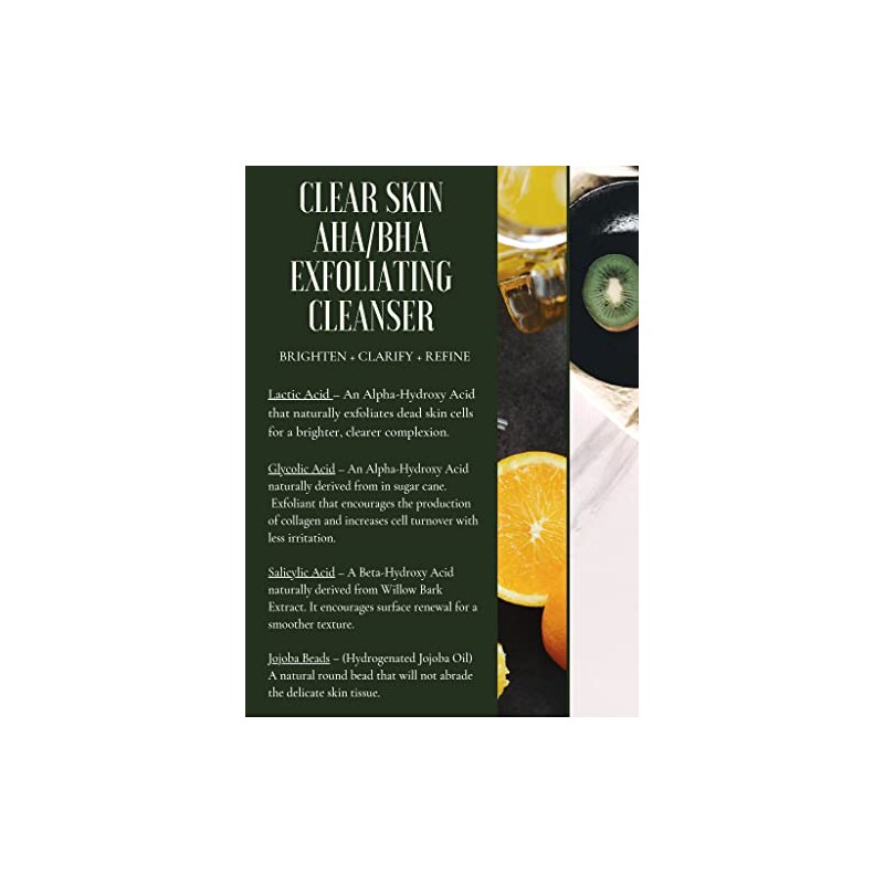 Clear Skin AHA/BHA Exfoliating Cleanser (8 oz) - Gentle Acne
