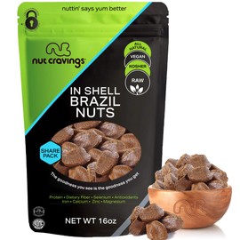 In Shell Raw Brazil Nuts - Whole, Superior to Organic (16oz - 1 LB) Packed Fresh in Resealable Bag - Trail Mix Snack - Healthy Protein Food, All Natural, Keto Friendly, Vegan, Kosher