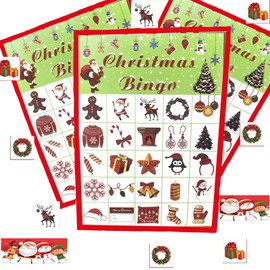 Christmas Bingo Game for Kids: 24 Players Bingo Cards Christmas Games for Adults Large Groups Family Activities Classroom Xmas Holiday Party Supplies