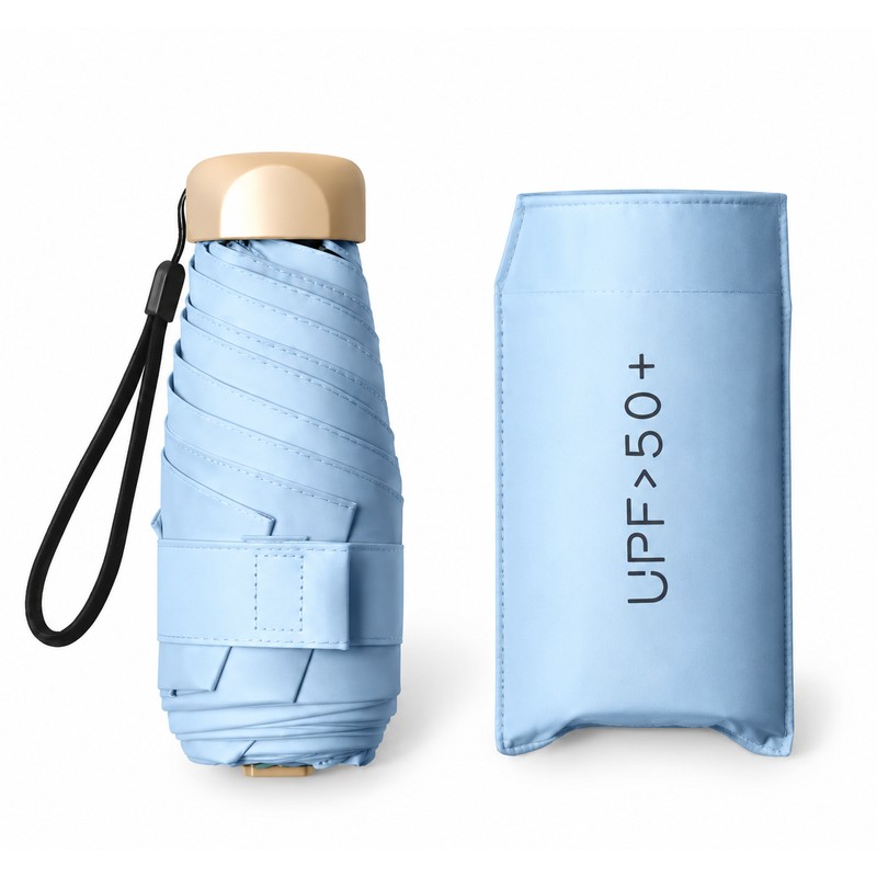 Mini 5-Fold Pocket Umbrella, Compact UV Protection Sun & Rain