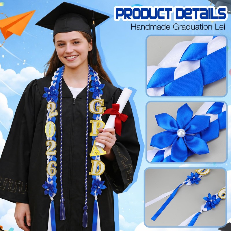 Dingion 2 Pcs 47 Inch Graduation Lei Necklace 2026 Ribbon