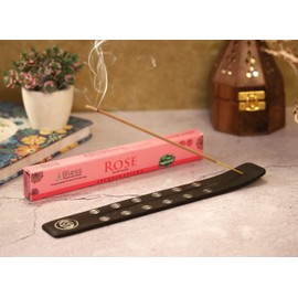 Bless-International Traditional-Handmade-Burner Wooden-Incense-Stick-Holder Ash-Catcher-Stand for-Aromatherapy-Meditation-Yoga (Black Strength) 10 Inches, Pack of 2