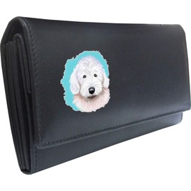 Klassek Old English Sheepdog Womans Black Purse Dog Lover Owner Brand Image on Real Animal Leather RFID Puppy Accessory Gift