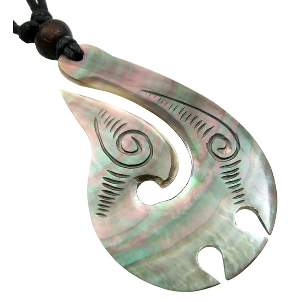 Swimmi Mother of Pearl Necklace, Hand Carved Tribal Māori Fish