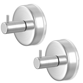 HUFEEOH Suction Cup Hooks for Shower, 2 Pack Wall Hooks Shower Towel Hook Towel Holder for Hanging, Removable Towel Suction Cup Hooks Bathroom Towel Hook for Towels (Silver)