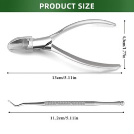 Toenail Clippers for Ingrown Toenail Tool,Toe Nail Clippers for Thick Nails,2pcs Professional Thick & Ingrown Toe Nail Clippers Pusher Kit for Men & Seniors with Case (Silver)