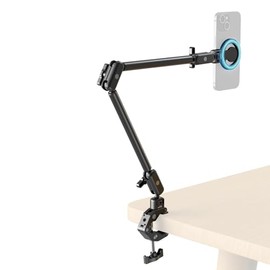 SMALLRIG Kit de brazo mágico de abrazadera de escritorio para MagSafe para iPhone, brazo flexible ajustable de dos etapas de 21.6 pulgadas con agarre 