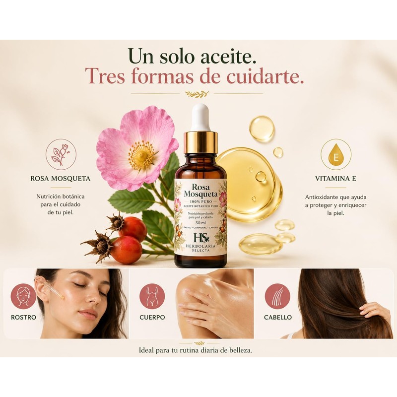 Aceite de Rosa Mosqueta 100% Puro 30 ml con Vitamina