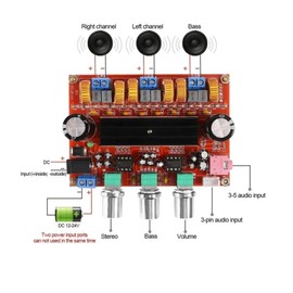 MERQC DC12V-24V 2 * 50W+100W XH-M139 TPA3116 TPA3116D2 2.1 Channel Digital Subwoofer Audio Amplifier Module Board