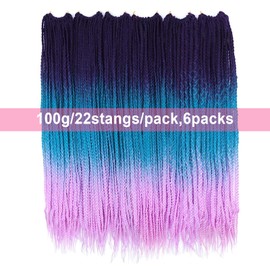 Box Crochet Braids Hair Extensions 6 Packs 24 Inch TAOYEMY - 3 x Synthetic Braiding Hair Extensions Crochet Braids Hair 22 Strands / Pack (24 Inches, 56#)