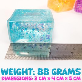 4pcs Glitter Ice Cubes - Colorful Sensory Fidget Toys for Adults & Kids, Fun Squeeze Ball for Stress Relief, Holiday and Birthday Gifts, Perfect Party Toy Gift, Easter Basket Gift