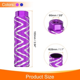 sourcing map 2 Pairs Bike Pegs Aluminum Alloy Rear Stunt Pegs Anti-Skid Foot Pedals Fit 3/8" Axles for Mountain Bike BMX, Purple & Blue