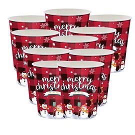 10Pcs Christmas Party Cups Decorations, Red Black Plaid Paper Cups Design for Christmas Party,Xmas Trees Partten Paper Cups for Xmas Dinner and Hot Cold Drinks Party for Christmas Disposable Cup