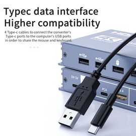 4x1 HDMI KVM Switch w/Multi-Viewer, 4K 60Hz Quad HDMI Screen Divider Switcher, 4 in 1 Out Seamless Switching with 4xUSB A 3.0 Cables, Quick View for Camera, PC, Laptop, Fire Stick, Roku