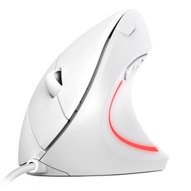 TechRise Ergonomic Mouse, Vertical Mouse with 6400 DPI, Silent Mouse Plug & Play, Optical Mouse with Forward Backward Shortcut Keys, Wired Mouse for Laptop, Computer, Desktop, PC, MacBook(White)