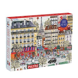 Galison Michael Storrings Paris Puzzle, 1,000 Pieces, 20”x27” – Fun and Challenging – Piece Together a Charming Paris Scene Complete with The Metro, Cafes, Shops, and The Iconic Eiffel Tower, 1000