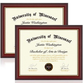 Minesaxel 8.5 x 11 Certificate Frames Fits 8.5 by 11 Diplomas or Pictures, Award Frame 8.5x11 for Wall and Tabletop Double Display (Cherry Red, 2 Pack)