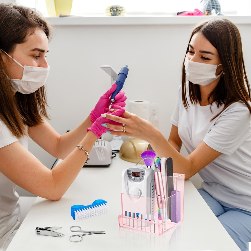 Minkissy Modern Pink Nail Drill Storage Box & Holder