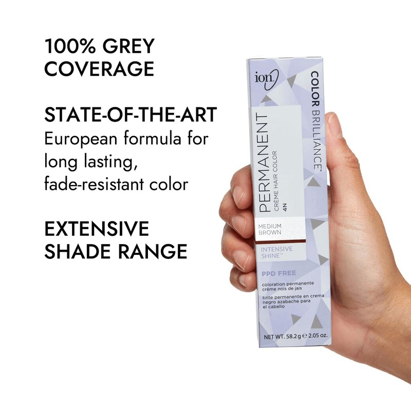 Ion Permanent Creme Hair Color 4N Medium Brown, Vegan, Cruelty