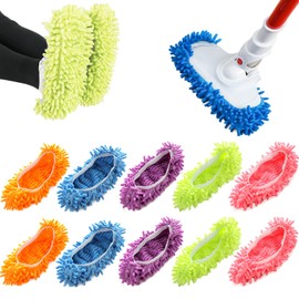 Lavable Mopa Antipolvo Zapatillas,5 pares zapatilla de trapeador, Pantuflas limpiadoras de piso, undas de microfibra reutilizables, Multicolor Limpieza de Pisos para Limpieza de la Casa