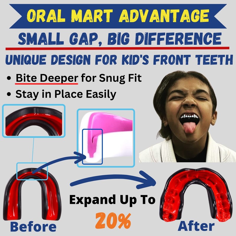 Oral Mart - Protector bucal Deportivo para Adultos (Negro/Naranja)