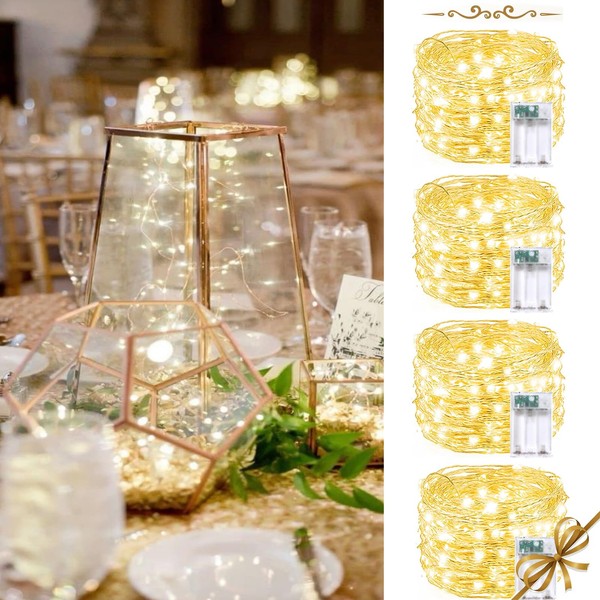 4 Pack 20FT 60LED Fairy Lights Battery Operated, Waterproof Valentine's