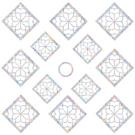 12 pcs Window Decals for Bird Strikes - Anti-Collision Window Decals to Save Birds from Window Collisions,Non Adhesive Reusable Vinyl Rainbow Window Stickers