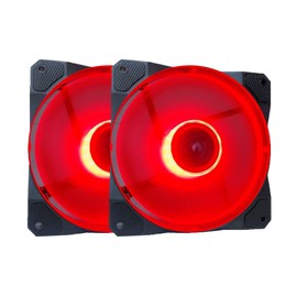 APEVIA CO212L-RD Cosmos 120mm Red LED Ultra Silent Case Fan w/ 16 LEDs & Anti-Vibration Rubber Pads (2 Pk)