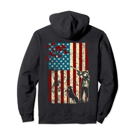Duck Hunting Distressed Patriotic American Flag gift Hunters Pullover Hoodie