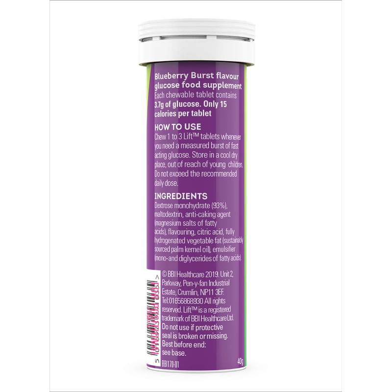 Lift | Fast-Acting Glucose Chewable Energy Tablets | Blueberry |