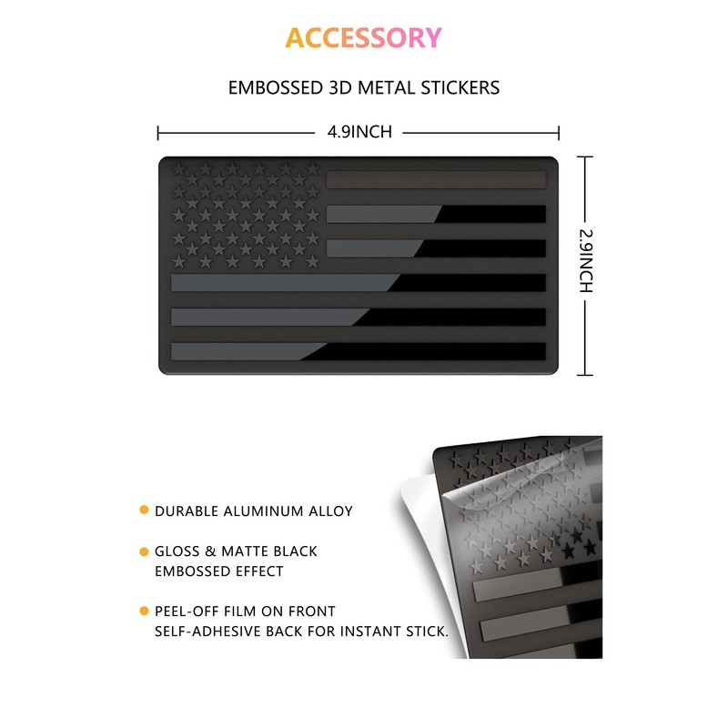 American Flag License Plate Frames - 2 Pack Black Stainless