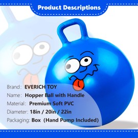 EVERICH TOY Hopper Ball, Bouncing Ball with Handle, 18 Inches Jumping Hoppity Hop Toys, Sit and Bounce on Toys for Boys and Girls Gifts