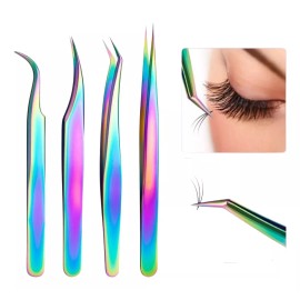 Universo en Linea  Set 4 Pinzas Para Extensión De Pestañas Mink 1x1 Tornasol