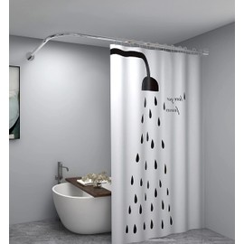 Corner Shower Curtain Rod, Shower Curtain Rod, Size 50"x50", Sliver Color, Stainless Steel 304, L Shaped Shower Curtain Rod, No Drill Adhesive L Shape Shower Curtain Rod for Bathtub