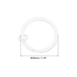Sourcing Map 10Pcs Metal Split Keychain Rings, Round Flat Key Holder with Open Jump Ring, White