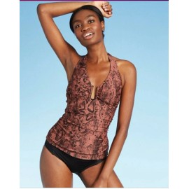 Kona Sol Medium Women's Tie Back Scoop Neck U-Wire Snake Skin Print Tankini Top Kona Sol