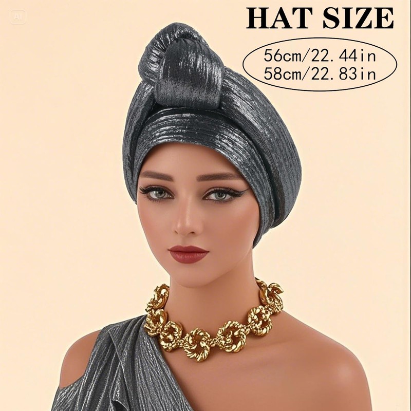 African Women Turban Caps Beanie - Knotted Head Wraps for