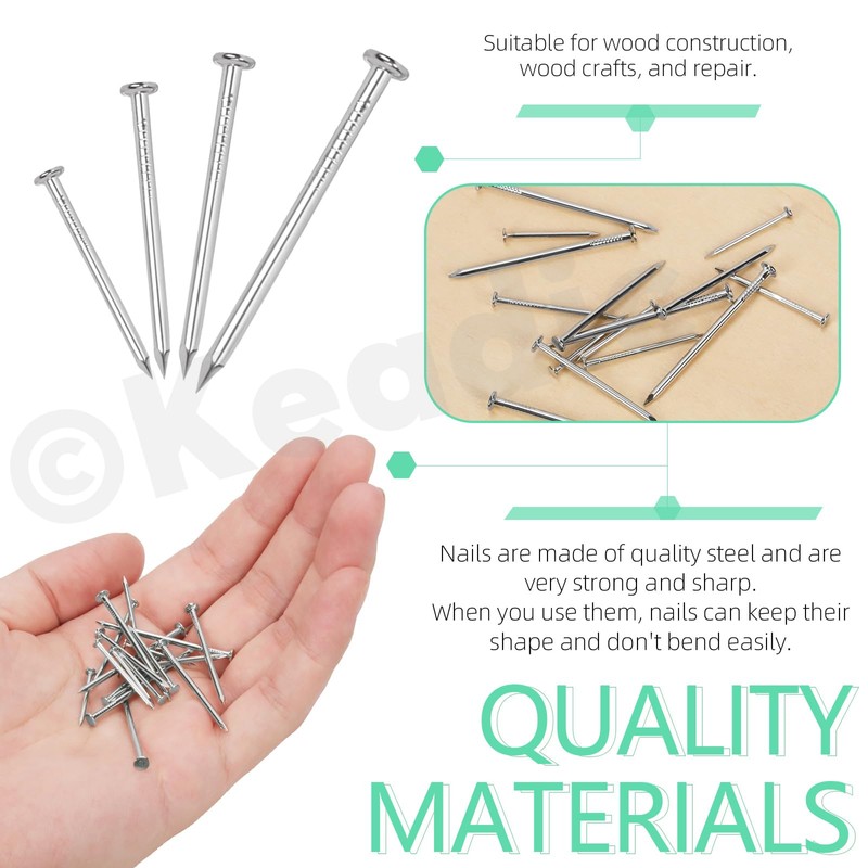 Keadic 500 Pcs Nail Assortment Kit, 4 Sizes, Small Nails,