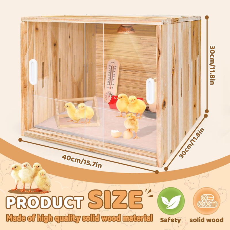 Wooden Chicken Brooder Box,Large Size, 15.74"x11.81"x 11.81", Brooder Box for